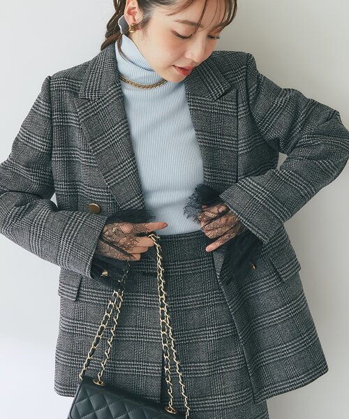 La boutique BonBon(ラブティックボンボン)の「【セットアップ可・トレンド先取り】袖口レース付きツイードジャケット(テーラードジャケット・レディース・チャコールグレー/グレー系その他・FREE)」の16枚目の写真