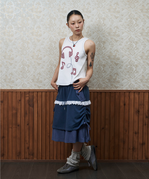 LOSERS CLUB（ルーザーズクラブ）の「[jamaehwa] ヴィンテージファンキーアップリケスリーブレスホワイト（Tシャツ/カットソー・レディース・その他・FREE）」の3枚目の写真