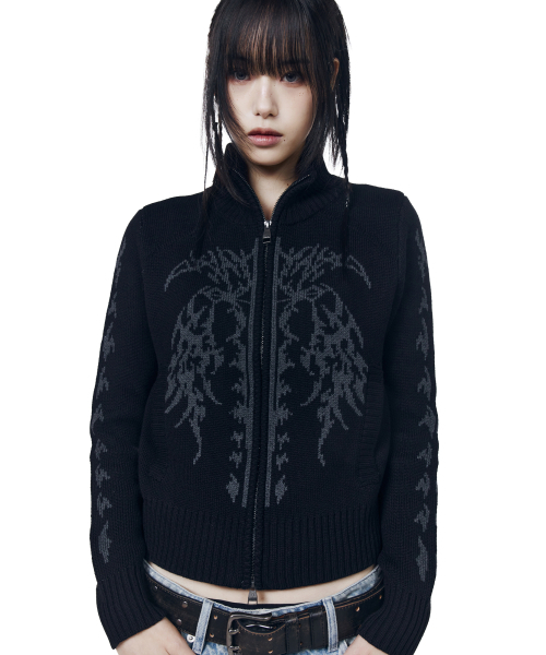 AAKAM（アーカム）の「Gothic Jacquard Knit Zip-Up (Black)（ニット/セーター・レディース・その他・1/2）」の3枚目の写真