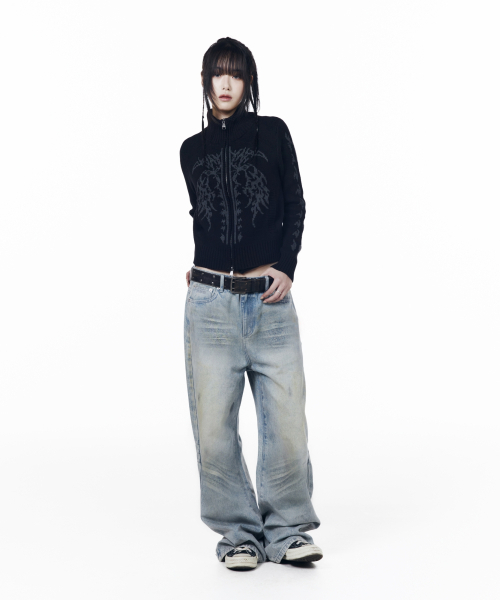 AAKAM（アーカム）の「Gothic Jacquard Knit Zip-Up (Black)（ニット/セーター・レディース・その他・1/2）」の4枚目の写真