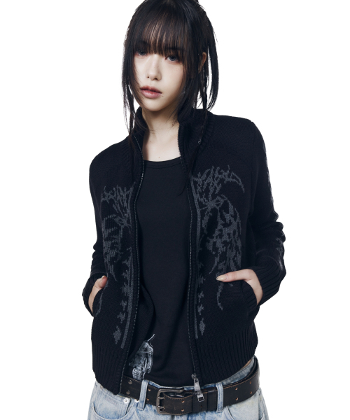 AAKAM（アーカム）の「Gothic Jacquard Knit Zip-Up (Black)（ニット/セーター・レディース・その他・1/2）」の6枚目の写真
