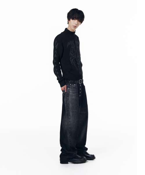 AAKAM（アーカム）の「Gothic Jacquard Knit Zip-Up (Black)（ニット/セーター・レディース・その他・1/2）」の7枚目の写真