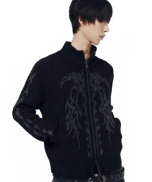 AAKAM（アーカム）の「Gothic Jacquard Knit Zip-Up (Black)（ニット/セーター・レディース・その他・1/2）」の8枚目の写真