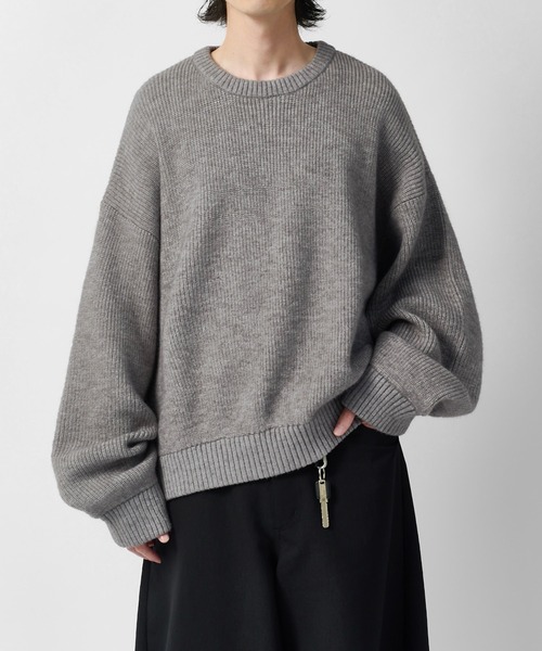 Lui's(ルイス)の「【Neucon】VOLUME CROPPED CREW KNIT / 畦編みボリュームクロップドクルーネックニット(ニット/セーター・メンズ・グレー/ブラウン/ブラック/ネイビー・2/1)」の22枚目の写真