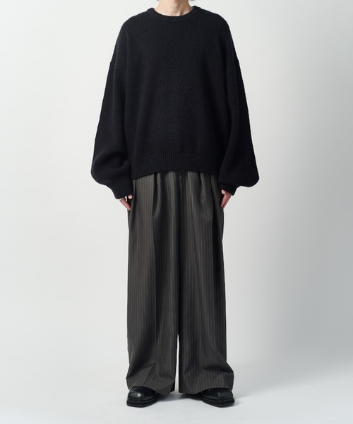 Lui's(ルイス)の「【Neucon】VOLUME CROPPED CREW KNIT / 畦編みボリュームクロップドクルーネックニット(ニット/セーター・メンズ・グレー/ブラウン/ブラック/ネイビー・2/1)」の14枚目の写真