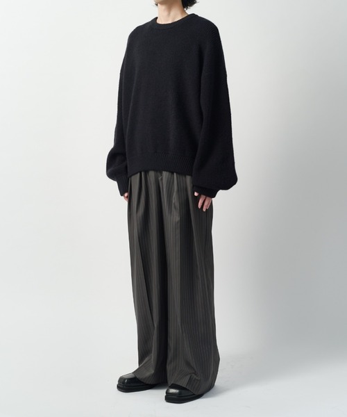 Lui's(ルイス)の「【Neucon】VOLUME CROPPED CREW KNIT / 畦編みボリュームクロップドクルーネックニット(ニット/セーター・メンズ・グレー/ブラウン/ブラック/ネイビー・2/1)」の15枚目の写真