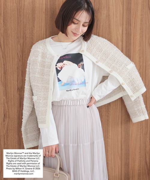 GLACIER lusso(グラシアルッソ)の「マリリン・モンロー/Tシャツ(Tシャツ/カットソー・レディース・スミクロ/ホワイト×ピンク/ホワイト×ブルー・L/LL/M/S)」の2枚目の写真