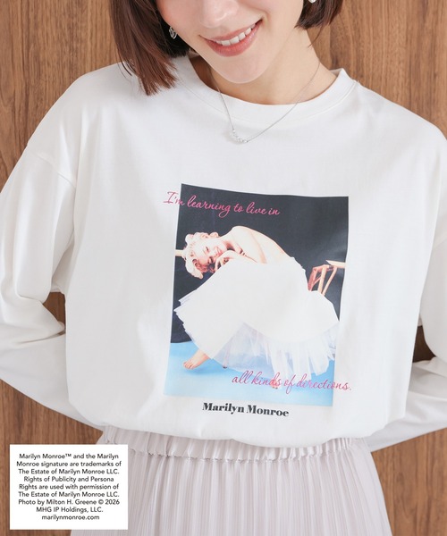 GLACIER lusso(グラシアルッソ)の「マリリン・モンロー/Tシャツ(Tシャツ/カットソー・レディース・スミクロ/ホワイト×ピンク/ホワイト×ブルー・L/LL/M/S)」の7枚目の写真