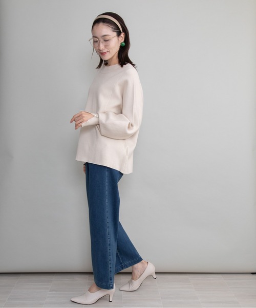 lodie(ロディ)の「【全6色展開】袖パール バルーン袖ニット(ニット/セーター・レディース・ブラック/オフホワイト/グリーン/ブルー/レッド/グレイッシュベージュ・FREE)」の13枚目の写真
