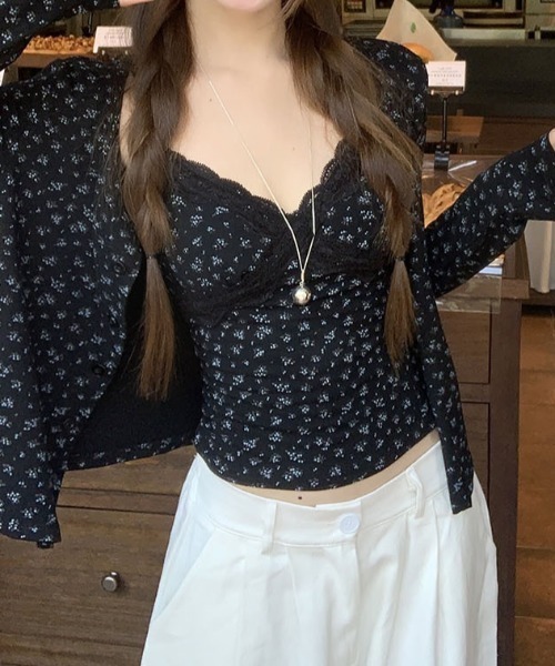 mebole（メボレ）の「flower camisole+cardigan ensemble（アンサンブル・レディース・ブラック・FREE）」の20枚目の写真