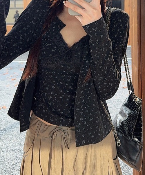 mebole（メボレ）の「flower camisole+cardigan ensemble（アンサンブル・レディース・ブラック・FREE）」の9枚目の写真