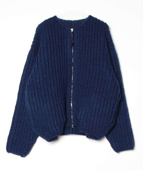 my beautiful landlet（マイビューティフルランドレット）の「【my beautiful landlet】JAPAN HAND KNITTED ZIP BLOUSON（ニット/セーター・メンズ・ブルー/ブラック/オリーブ・1）」の3枚目の写真