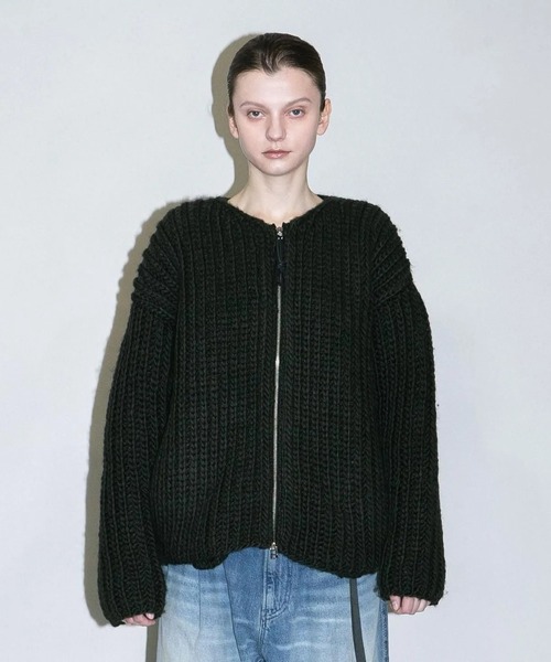 my beautiful landlet（マイビューティフルランドレット）の「【my beautiful landlet】JAPAN HAND KNITTED ZIP BLOUSON（ニット/セーター・メンズ・ブルー/ブラック/オリーブ・1）」の2枚目の写真