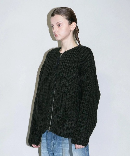 my beautiful landlet（マイビューティフルランドレット）の「【my beautiful landlet】JAPAN HAND KNITTED ZIP BLOUSON（ニット/セーター・メンズ・ブルー/ブラック/オリーブ・1）」の8枚目の写真