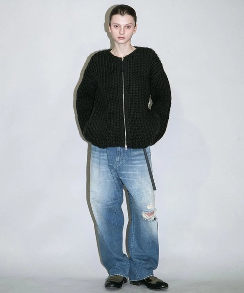 my beautiful landlet（マイビューティフルランドレット）の「【my beautiful landlet】JAPAN HAND KNITTED ZIP BLOUSON（ニット/セーター・メンズ・ブルー/ブラック/オリーブ・1）」の10枚目の写真