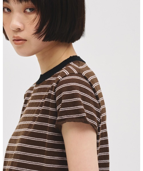 TODAYFUL（トゥデイフル）の「Border Compact Knit（ニット/セーター・レディース・ライトグレー/ブラウン/クリーム・FREE）」の8枚目の写真