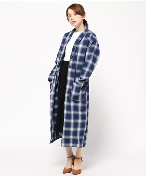 RODEO CROWNS WIDE BOWL(ロデオクラウンズワイドボウル)の「ロング インディゴ オンブレー チェックガウン(その他アウター・レディース・ホワイト系その他/レッド系その他・FREE)」の14枚目の写真