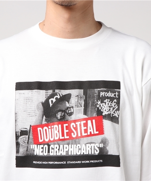 DOUBLE STEAL（ダブルスティール）の「Break Time Photo 長袖Ｔシャツ（Tシャツ/カットソー・メンズ・ホワイト/ブラック/グレー・MEDIUM/X-LARGE/LARGE）」の6枚目の写真