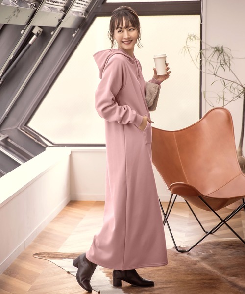 KOBE LETTUCE（コウベレタス）の「フード付裏起毛マキシ丈スウェット