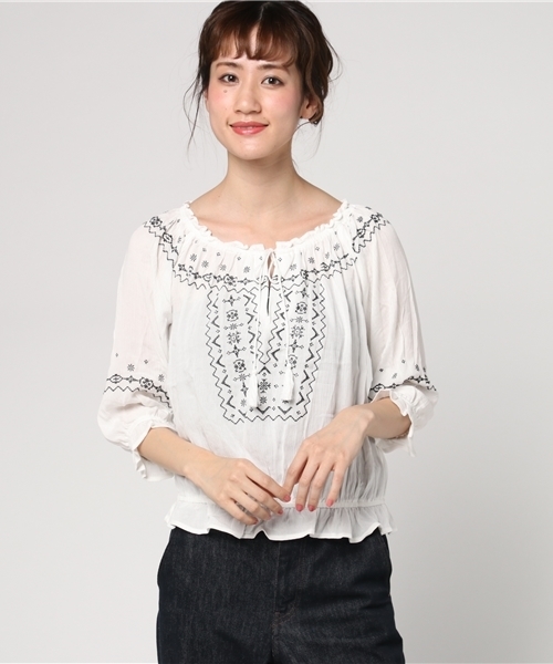 Heather（ヘザー）の「ボヘシシュウ＊ブラウス7分袖 747515 （シャツ/ブラウス・レディース・ホワイト系その他2/ブラック系その他/ホワイト系その他・FREE）」の13枚目の写真