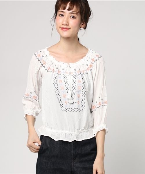 Heather（ヘザー）の「ボヘシシュウ＊ブラウス7分袖 747515 （シャツ/ブラウス・レディース・ホワイト系その他2/ブラック系その他/ホワイト系その他・FREE）」の14枚目の写真