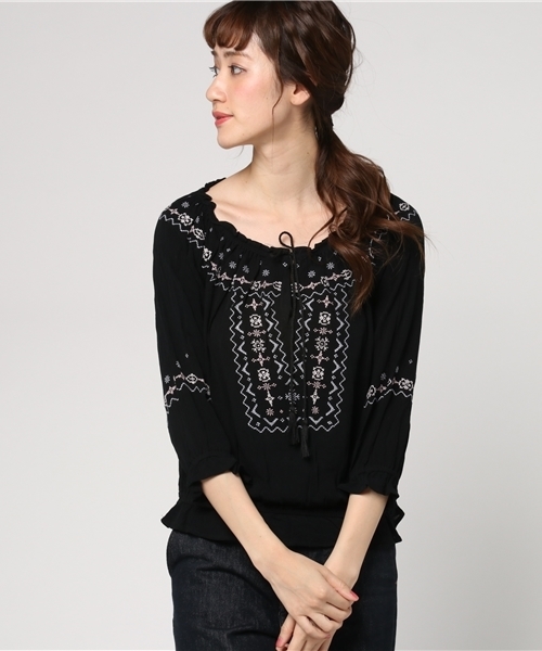 Heather（ヘザー）の「ボヘシシュウ＊ブラウス7分袖 747515 （シャツ/ブラウス・レディース・ホワイト系その他2/ブラック系その他/ホワイト系その他・FREE）」の15枚目の写真