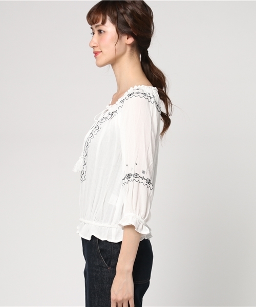 Heather（ヘザー）の「ボヘシシュウ＊ブラウス7分袖 747515 （シャツ/ブラウス・レディース・ホワイト系その他2/ブラック系その他/ホワイト系その他・FREE）」の5枚目の写真