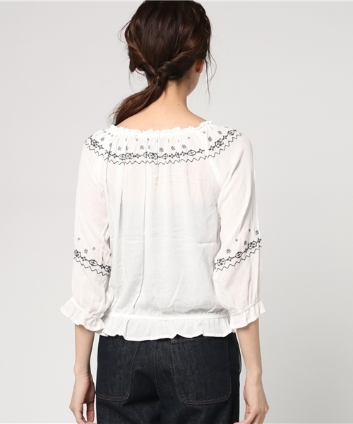Heather（ヘザー）の「ボヘシシュウ＊ブラウス7分袖 747515 （シャツ/ブラウス・レディース・ホワイト系その他2/ブラック系その他/ホワイト系その他・FREE）」の6枚目の写真