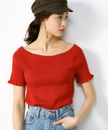 ランダムリブオフショルニットプルオーバー