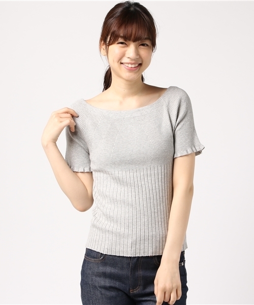 AZUL by moussy（アズールバイマウジー）の「ランダムリブオフショルニットプルオーバー（ニット/セーター・レディース・ブラック/トップグレー/オレンジ系その他/ダークブルー・LARGE/SMALL/MEDIUM）」の19枚目の写真