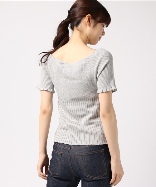 AZUL by moussy（アズールバイマウジー）の「ランダムリブオフショルニットプルオーバー（ニット/セーター・レディース・ブラック/トップグレー/オレンジ系その他/ダークブルー・LARGE/SMALL/MEDIUM）」の14枚目の写真