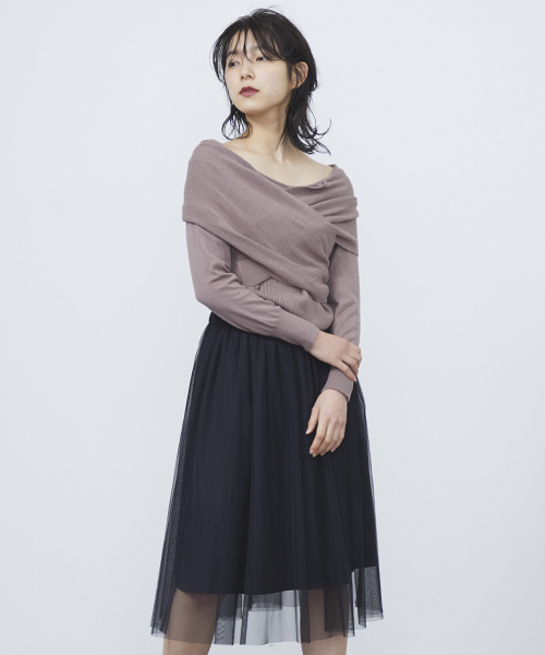 STUDIOUS（ステュディオス）の「【aquagirl】《STUDIOUS別注》カシュニットｘスカートセットアップ（ワンピース・レディース・ブラック/ブラウン/ベージュ・FREE）」の8枚目の写真