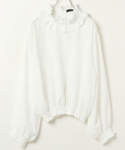 VENCEEXCHANGE（ヴァンスエクスチェンジ）の「フリルネックブラウス                       （シャツ/ブラウス・レディース・ブラック/オフホワイト/グリーン/その他35・MEDIUM）」の2枚目の写真