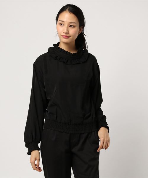 VENCEEXCHANGE（ヴァンスエクスチェンジ）の「フリルネックブラウス                       （シャツ/ブラウス・レディース・ブラック/オフホワイト/グリーン/その他35・MEDIUM）」の7枚目の写真