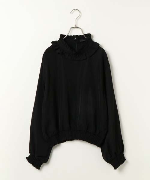 VENCEEXCHANGE（ヴァンスエクスチェンジ）の「フリルネックブラウス                       （シャツ/ブラウス・レディース・ブラック/オフホワイト/グリーン/その他35・MEDIUM）」の10枚目の写真