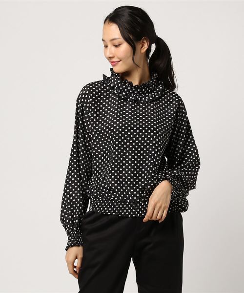 VENCEEXCHANGE（ヴァンスエクスチェンジ）の「フリルネックブラウス                       （シャツ/ブラウス・レディース・ブラック/オフホワイト/グリーン/その他35・MEDIUM）」の11枚目の写真