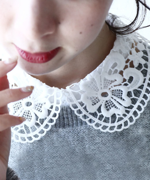 レースディールの花模様がかわいいホワイトカラーのつけ襟 付け襟 Cawaii カワイイ のファッション通販 Zozotown
