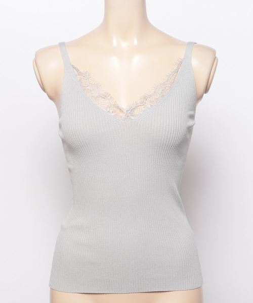 KOBE LETTUCE（コウベレタス）の「レースVネックサマーリブニットキャミソール/トップス/インナー/レディース[C2850]神戸レタス（キャミソール・レディース・ブラック/ベージュ/ネイビー/グレー/オフホワイト/サックスブルー/イエロー/ベビーピンク・FREE）」の11枚目の写真