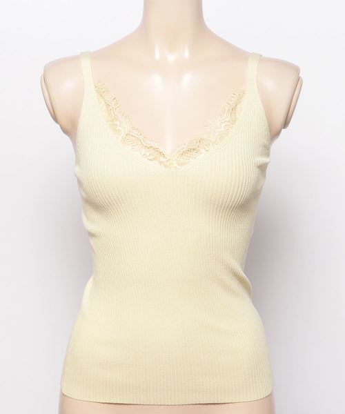 KOBE LETTUCE（コウベレタス）の「レースVネックサマーリブニットキャミソール/トップス/インナー/レディース[C2850]神戸レタス（キャミソール・レディース・ブラック/ベージュ/ネイビー/グレー/オフホワイト/サックスブルー/イエロー/ベビーピンク・FREE）」の12枚目の写真