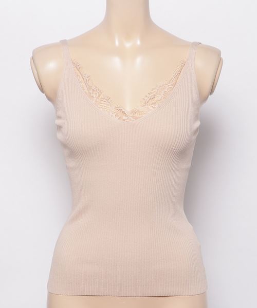 KOBE LETTUCE（コウベレタス）の「レースVネックサマーリブニットキャミソール/トップス/インナー/レディース[C2850]神戸レタス（キャミソール・レディース・ブラック/ベージュ/ネイビー/グレー/オフホワイト/サックスブルー/イエロー/ベビーピンク・FREE）」の8枚目の写真