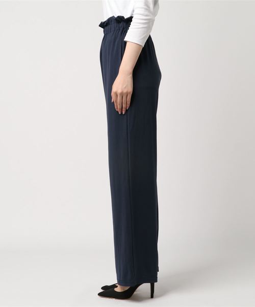 ハイウエストギャザーフリルストレートワイドパンツ（その他