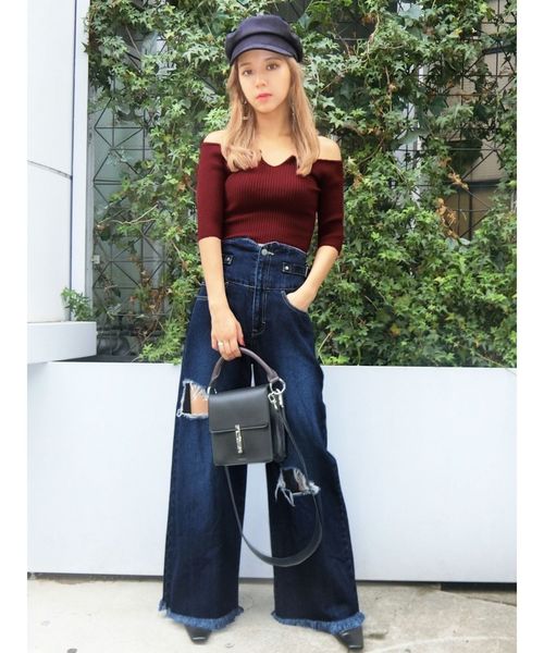 EMODA（エモダ）の「2WAYリブニットトップ（Tシャツ/カットソー・レディース・ブラック/レッド/その他/マスタード・FREE）」の8枚目の写真