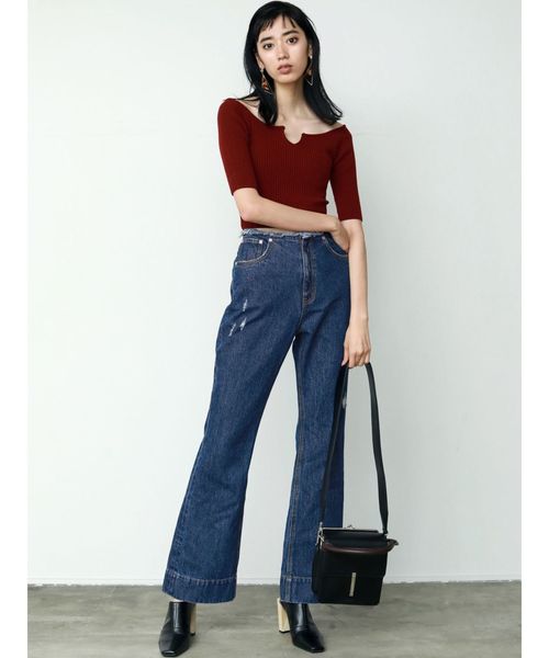 EMODA（エモダ）の「2WAYリブニットトップ（Tシャツ/カットソー・レディース・ブラック/レッド/その他/マスタード・FREE）」の15枚目の写真