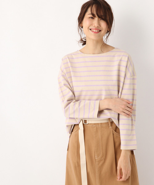 GLOBAL WORK(グローバルワーク)の「バスクボーダーBIGT長袖/822629(Tシャツ/カットソー・レディース・ベージュ/レッド/その他・MEDIUM/LARGE)」の2枚目の写真