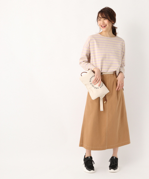 GLOBAL WORK(グローバルワーク)の「バスクボーダーBIGT長袖/822629(Tシャツ/カットソー・レディース・ベージュ/レッド/その他・MEDIUM/LARGE)」の8枚目の写真