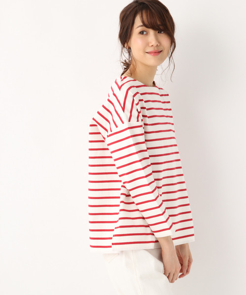 GLOBAL WORK(グローバルワーク)の「バスクボーダーBIGT長袖/822629(Tシャツ/カットソー・レディース・ベージュ/レッド/その他・MEDIUM/LARGE)」の18枚目の写真