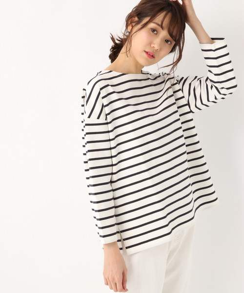 GLOBAL WORK(グローバルワーク)の「バスクボーダーBIGT長袖/822629(Tシャツ/カットソー・レディース・ベージュ/レッド/その他・MEDIUM/LARGE)」の17枚目の写真