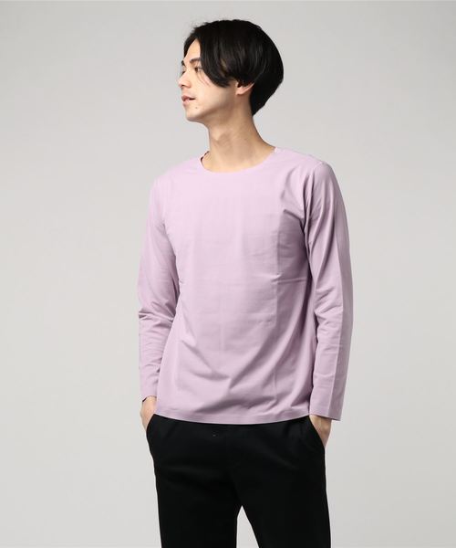 ABAHOUSE（アバハウス）の「【ノンストレス】COTTON LYCRA圧着クルーネックTシャツ（Tシャツ/カットソー・メンズ・ラベンダー/グリーン系その他/パープル系その他/グリーン系その他2・46/48/44）」の4枚目の写真