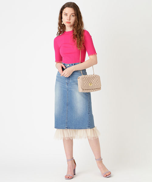 JILL STUART（ジルスチュアート）の「◆《JILL JEAN》チュールデニムタイトスカート（スカート・レディース・ネイビー/ブルー・2/0/4）」の3枚目の写真