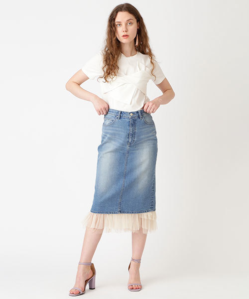 JILL STUART（ジルスチュアート）の「◆《JILL JEAN》チュールデニムタイトスカート（スカート・レディース・ネイビー/ブルー・2/0/4）」の5枚目の写真
